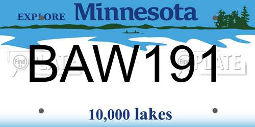 BAW191 Minnesota License Plate