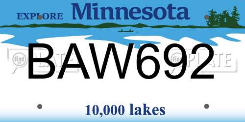 BAW692 Minnesota License Plate