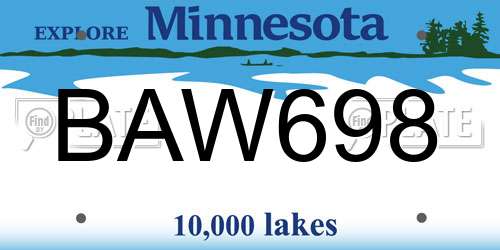 BAW698 Minnesota License Plate