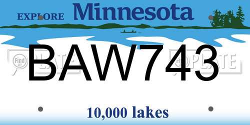 BAW743 Minnesota License Plate