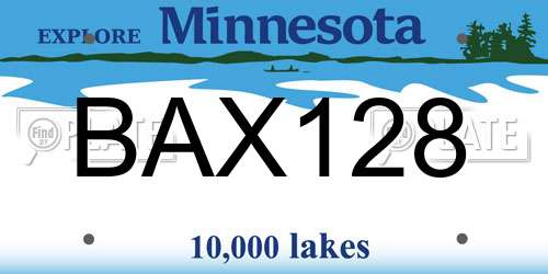 BAX128 Minnesota License Plate