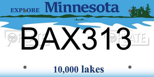 BAX313 Minnesota License Plate