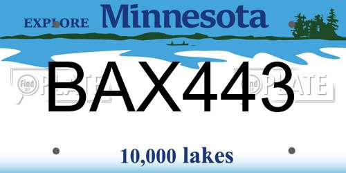 BAX443 Minnesota License Plate