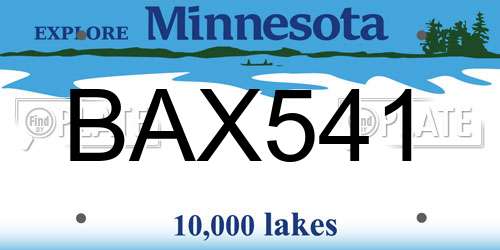 BAX541 Minnesota License Plate
