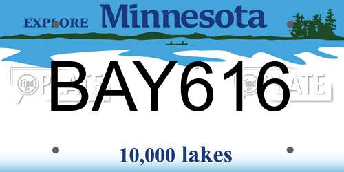BAY616 Minnesota License Plate