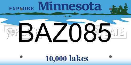 BAZ085 Minnesota License Plate