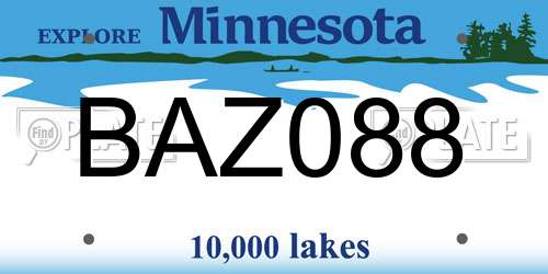 BAZ088 Minnesota License Plate