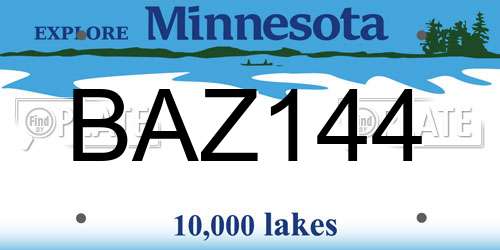BAZ144 Minnesota License Plate