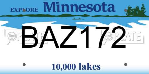 BAZ172 Minnesota License Plate