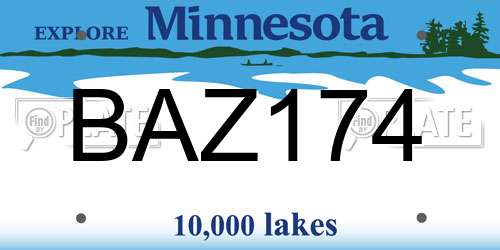 BAZ174 Minnesota License Plate