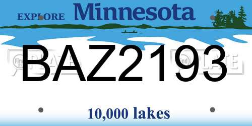 BAZ2193 Minnesota License Plate