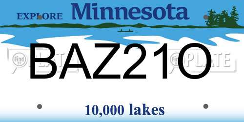 BAZ21O Minnesota License Plate