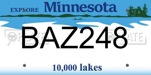 BAZ248 Minnesota License Plate