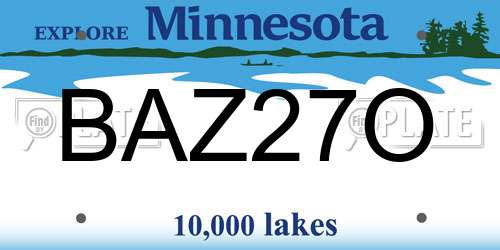 BAZ27O Minnesota License Plate