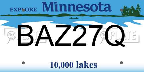 BAZ27Q Minnesota License Plate