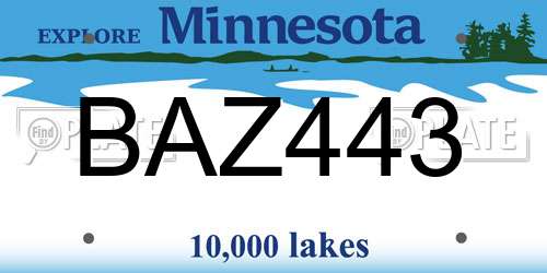BAZ443 Minnesota License Plate