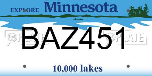BAZ451 Minnesota License Plate