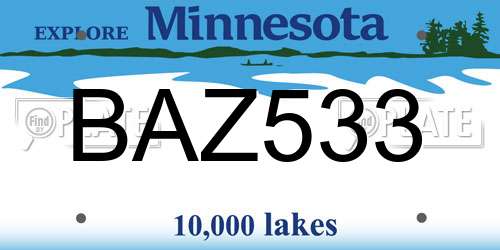 BAZ533 Minnesota License Plate