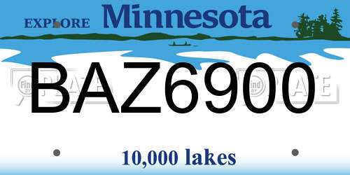 BAZ6900 Minnesota License Plate