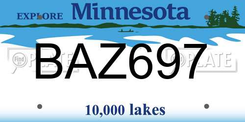 BAZ697 Minnesota License Plate