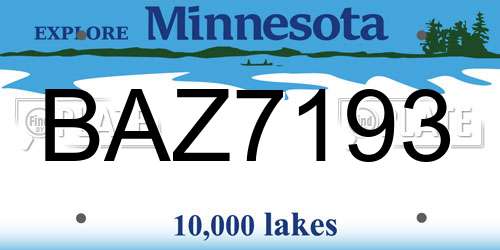 BAZ7193 Minnesota License Plate