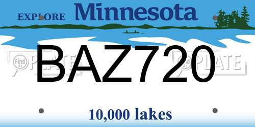 BAZ720 Minnesota License Plate