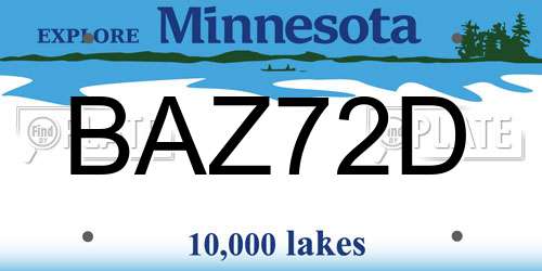 BAZ72D Minnesota License Plate