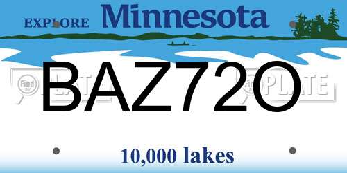 BAZ72O Minnesota License Plate