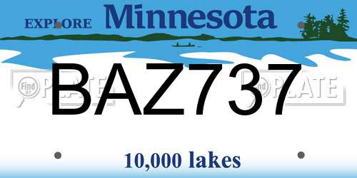 BAZ737 Minnesota License Plate