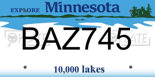 BAZ745 Minnesota License Plate
