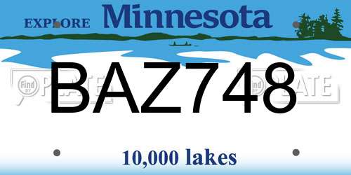 BAZ748 Minnesota License Plate