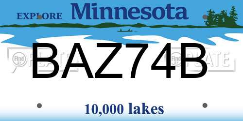 BAZ74B Minnesota License Plate
