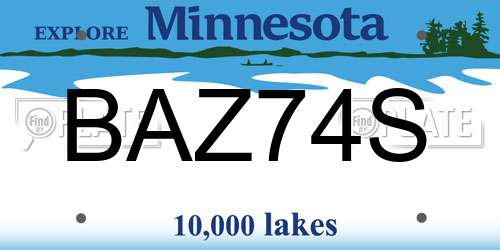 BAZ74S Minnesota License Plate