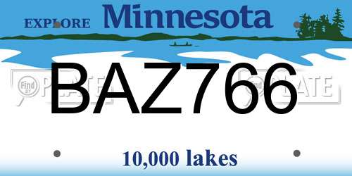 BAZ766 Minnesota License Plate