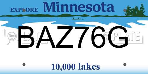 BAZ76G Minnesota License Plate