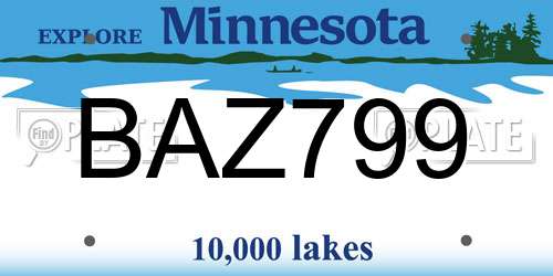 BAZ799 Minnesota License Plate
