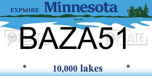 BAZA51 Minnesota License Plate