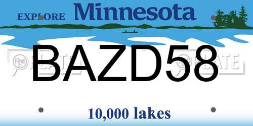 BAZD58 Minnesota License Plate
