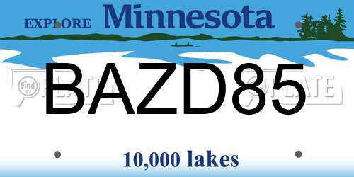 BAZD85 Minnesota License Plate