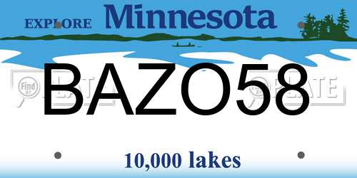 BAZO58 Minnesota License Plate