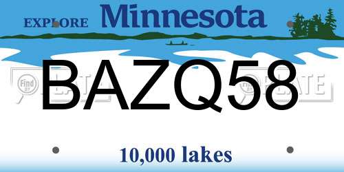 BAZQ58 Minnesota License Plate