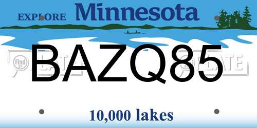 BAZQ85 Minnesota License Plate