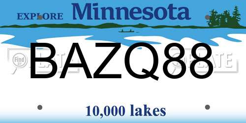 BAZQ88 Minnesota License Plate