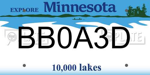 BB0A3D Minnesota License Plate