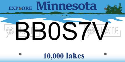 BB0S7V Minnesota License Plate