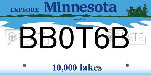 BB0T6B Minnesota License Plate