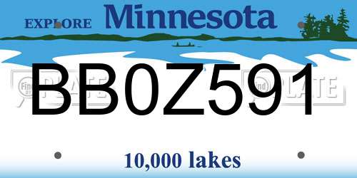 BB0Z591 Minnesota License Plate