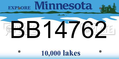 BB14762 Minnesota License Plate