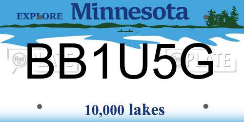 BB1U5G Minnesota License Plate