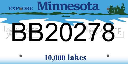BB20278 Minnesota License Plate